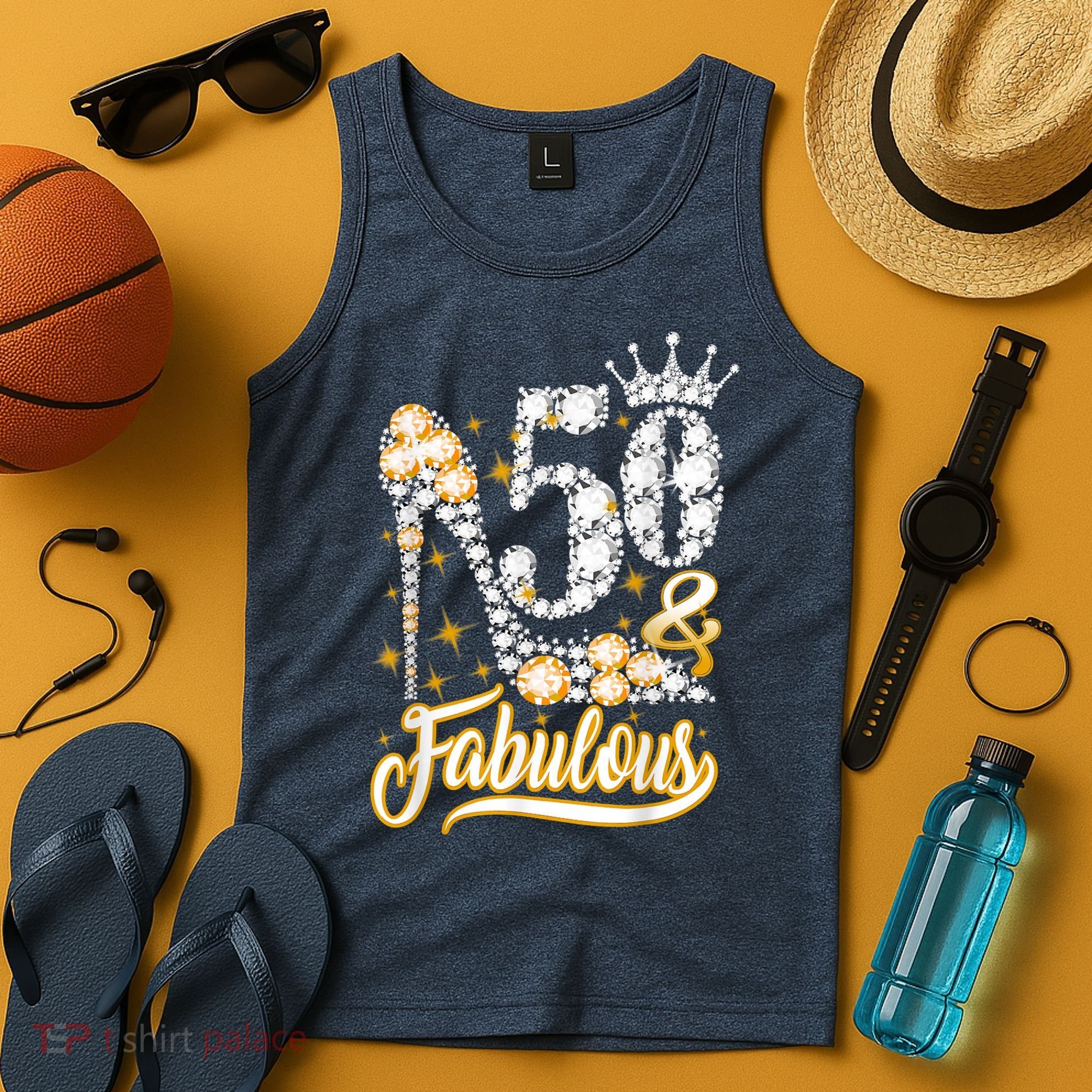 50 & Fabulous 50 Years Old 50th Birthday Diamond Crown Shoes Tank Top