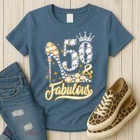 50 & Fabulous 50 Years Old 50th Birthday Diamond Crown Shoes Women's T-Shirt thumb 3