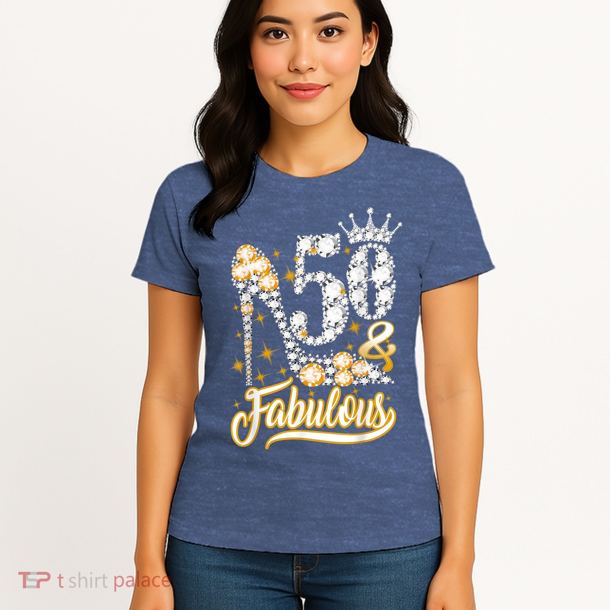50 & Fabulous 50 Years Old 50th Birthday Diamond Crown Shoes Women's T-Shirt
