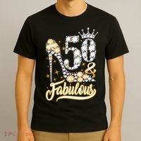 50 & Fabulous 50 Years Old 50th Birthday Diamond Crown Shoes T-Shirt thumb 3