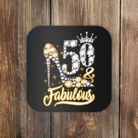 50 & Fabulous 50 Years Old 50th Birthday Diamond Crown Shoes Coaster thumb 0