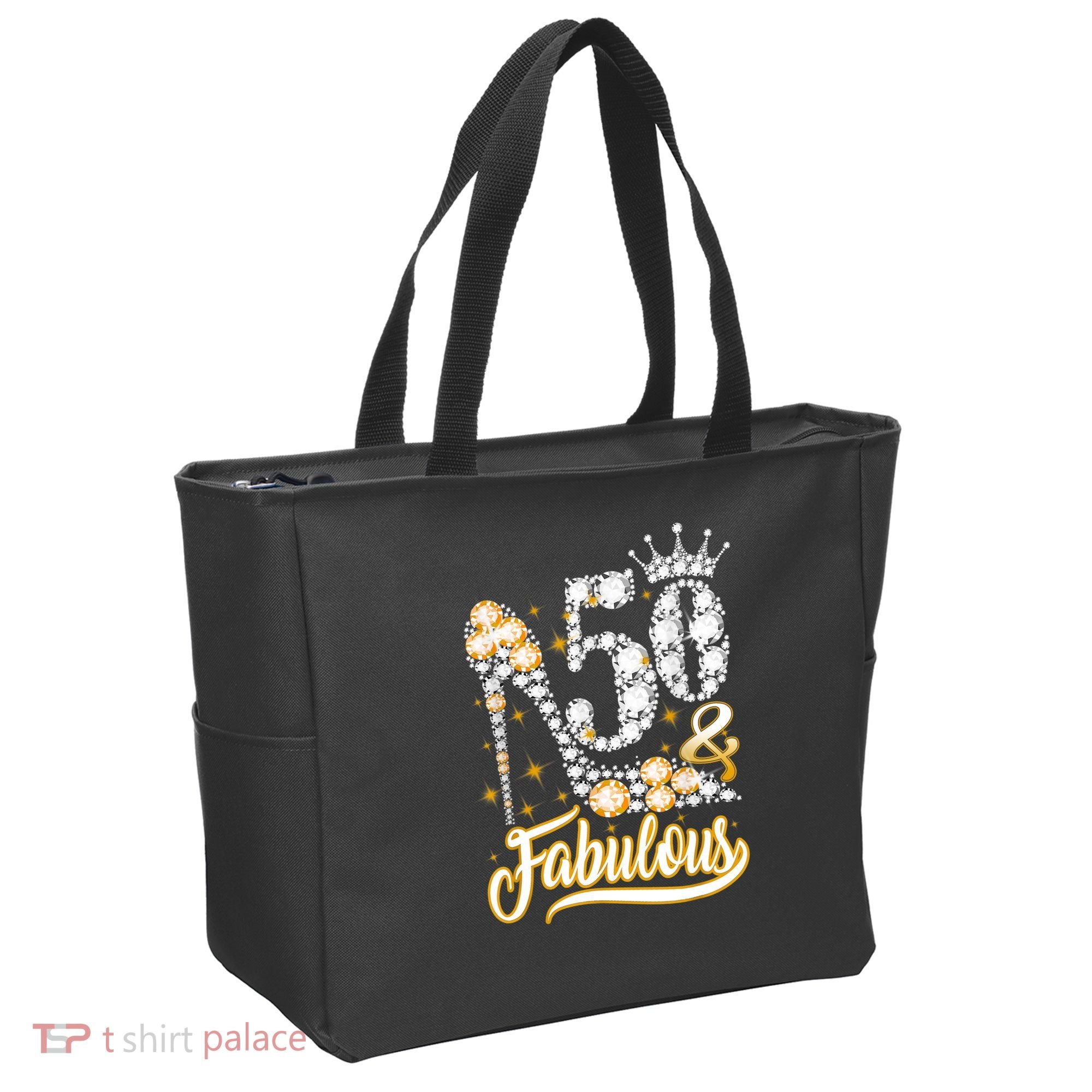 50 & Fabulous 50 Years Old 50th Birthday Diamond Crown Shoes Tote Bag