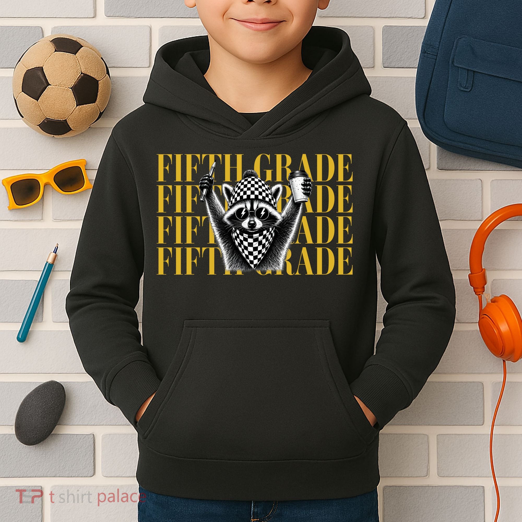 5th Fifth Grade Funny Raccoon Back To School Kids Hoodie