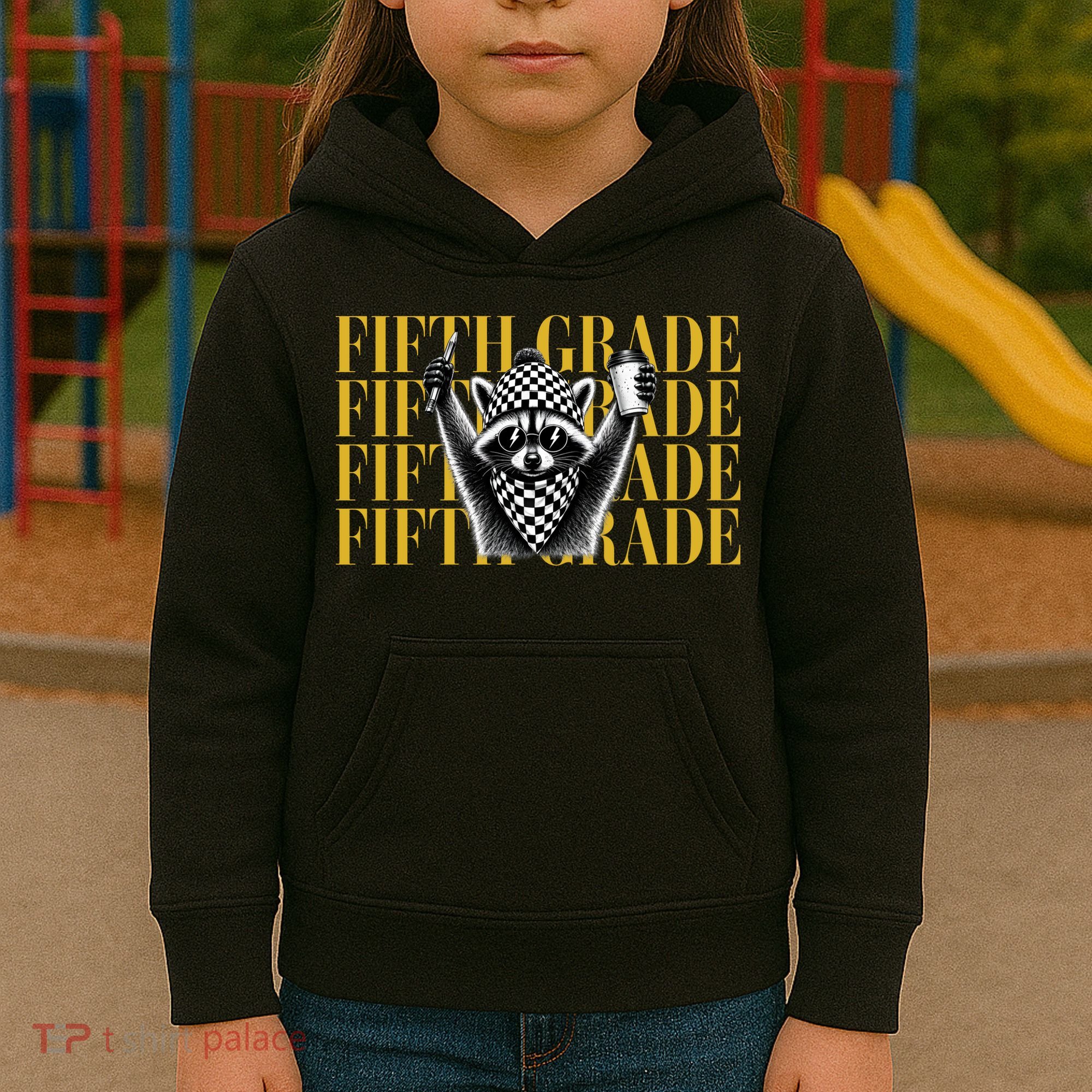 5th Fifth Grade Funny Raccoon Back To School Kids Hoodie