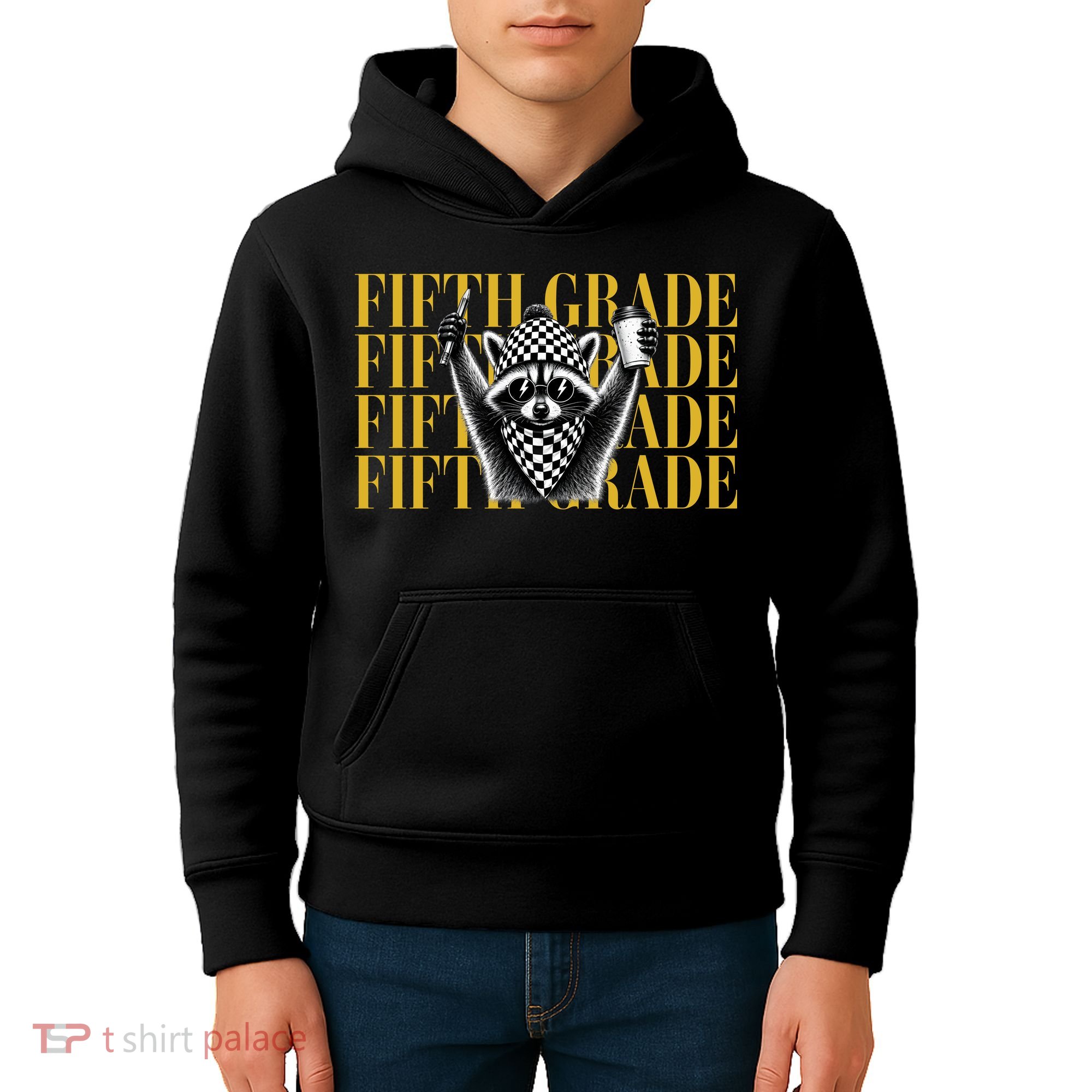 5th Fifth Grade Funny Raccoon Back To School Kids Hoodie
