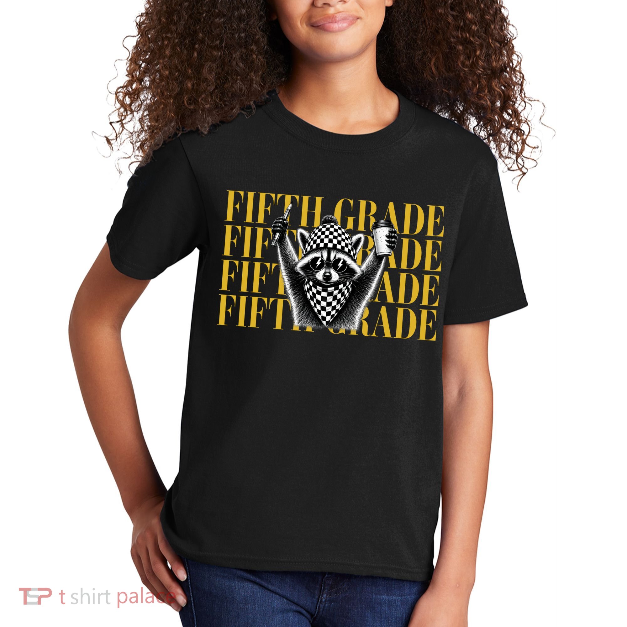 5th Fifth Grade Funny Raccoon Back To School Kids T-Shirt