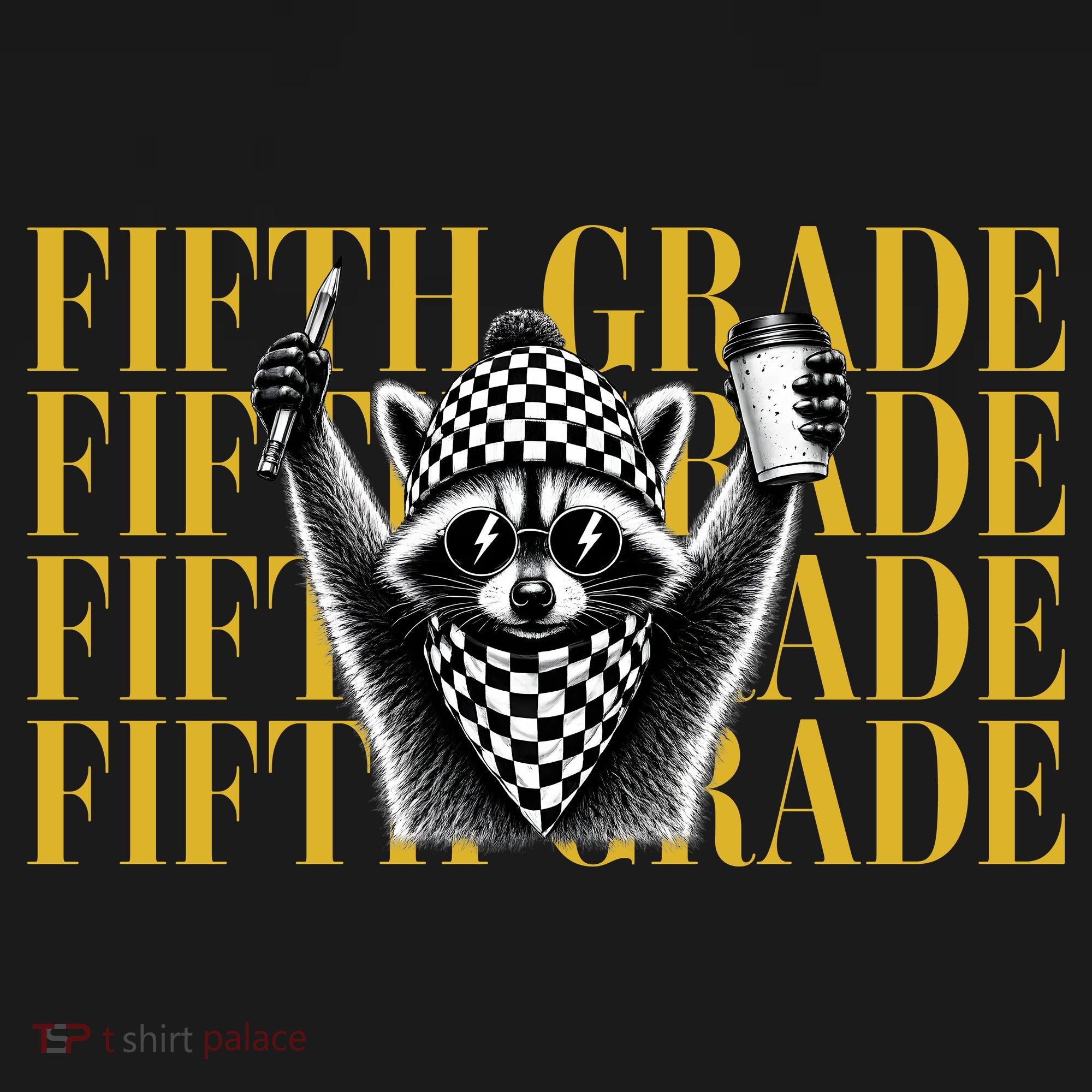 5th Fifth Grade Funny Raccoon Back To School Kids T-Shirt