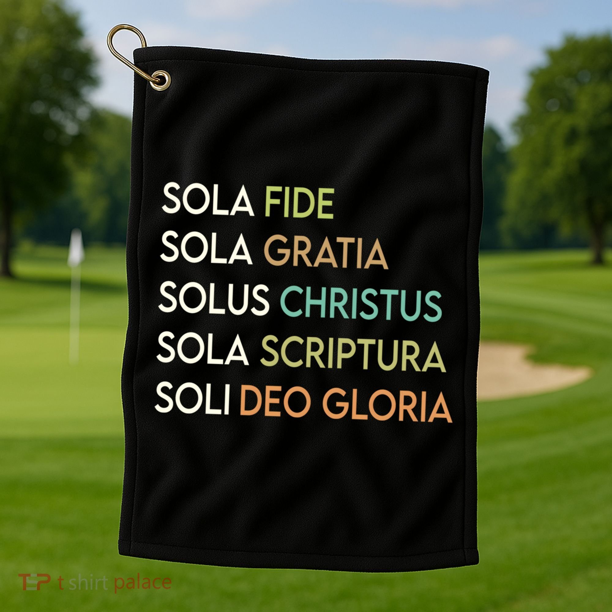 5 Five Solas Of The Reformation Theology Christian Church Gift Golf Towel