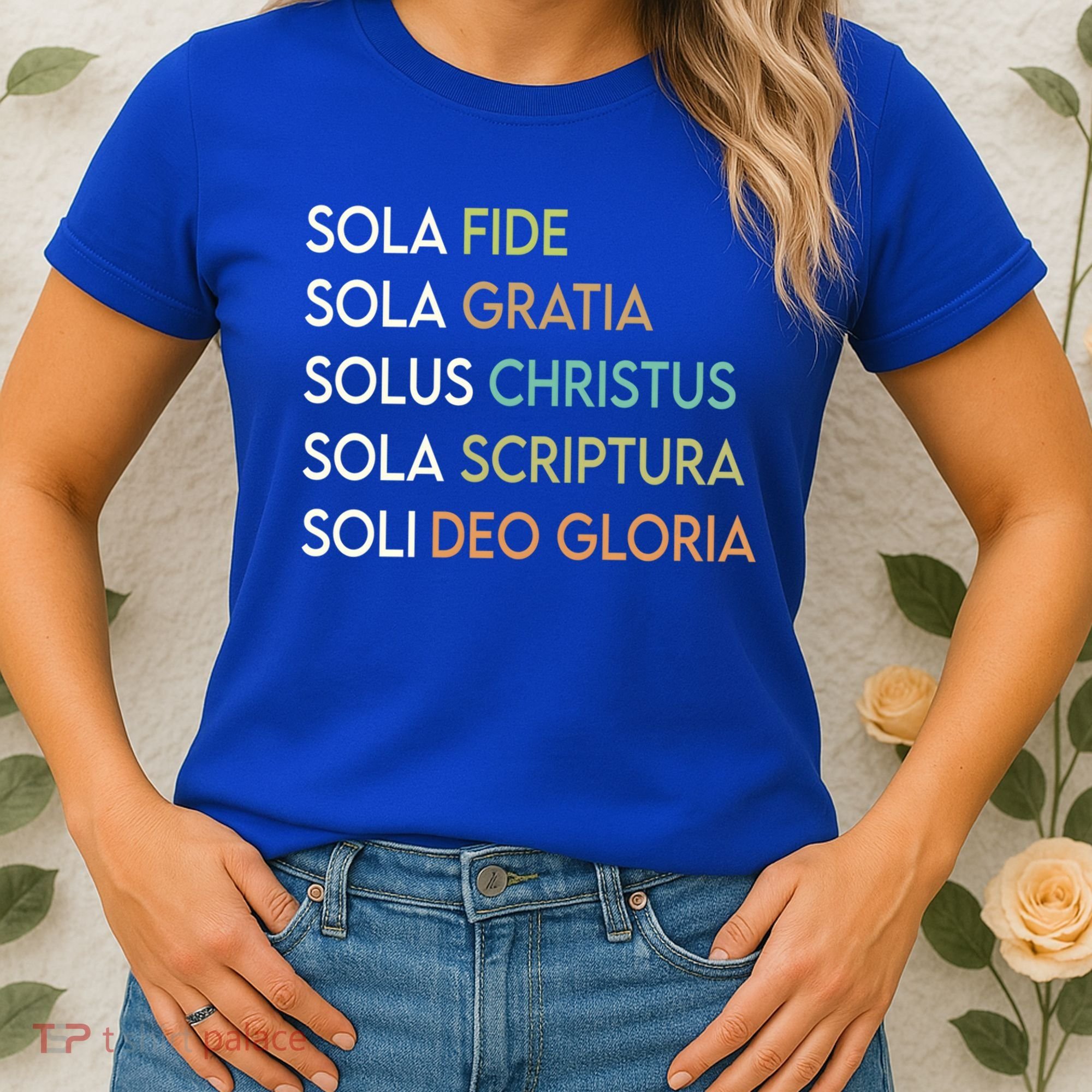 5 Five Solas Of The Reformation Theology Christian Church Gift Women's T-Shirt