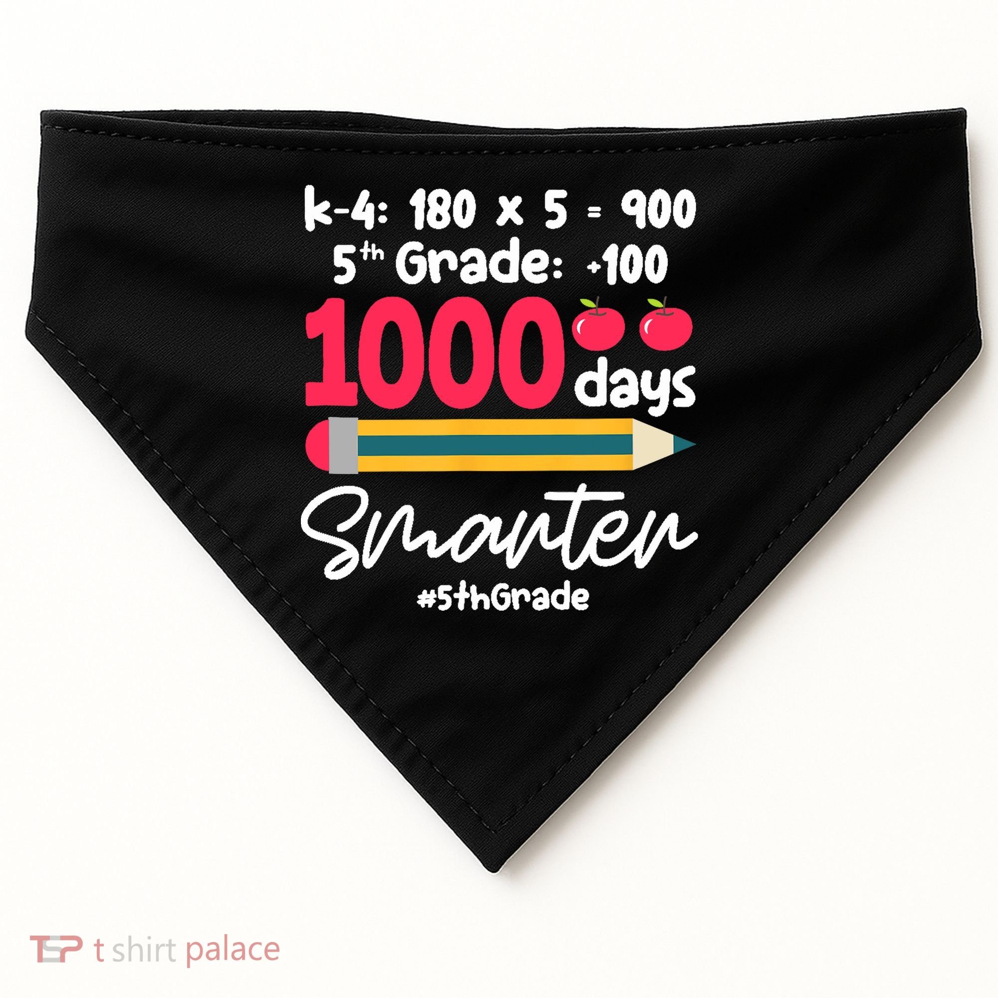 5th Grade 1000 Days Smarter Fifth Grade Student 1000th Day USA-Made Doggie Bandana