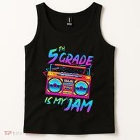 5th Grade Is My Jam First Day Of School Funny Retro Teacher Tank Top thumb 2