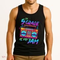 5th Grade Is My Jam First Day Of School Funny Retro Teacher Tank Top thumb 3