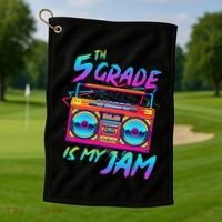 5th Grade Is My Jam First Day Of School Funny Retro Teacher Golf Towel thumb 1