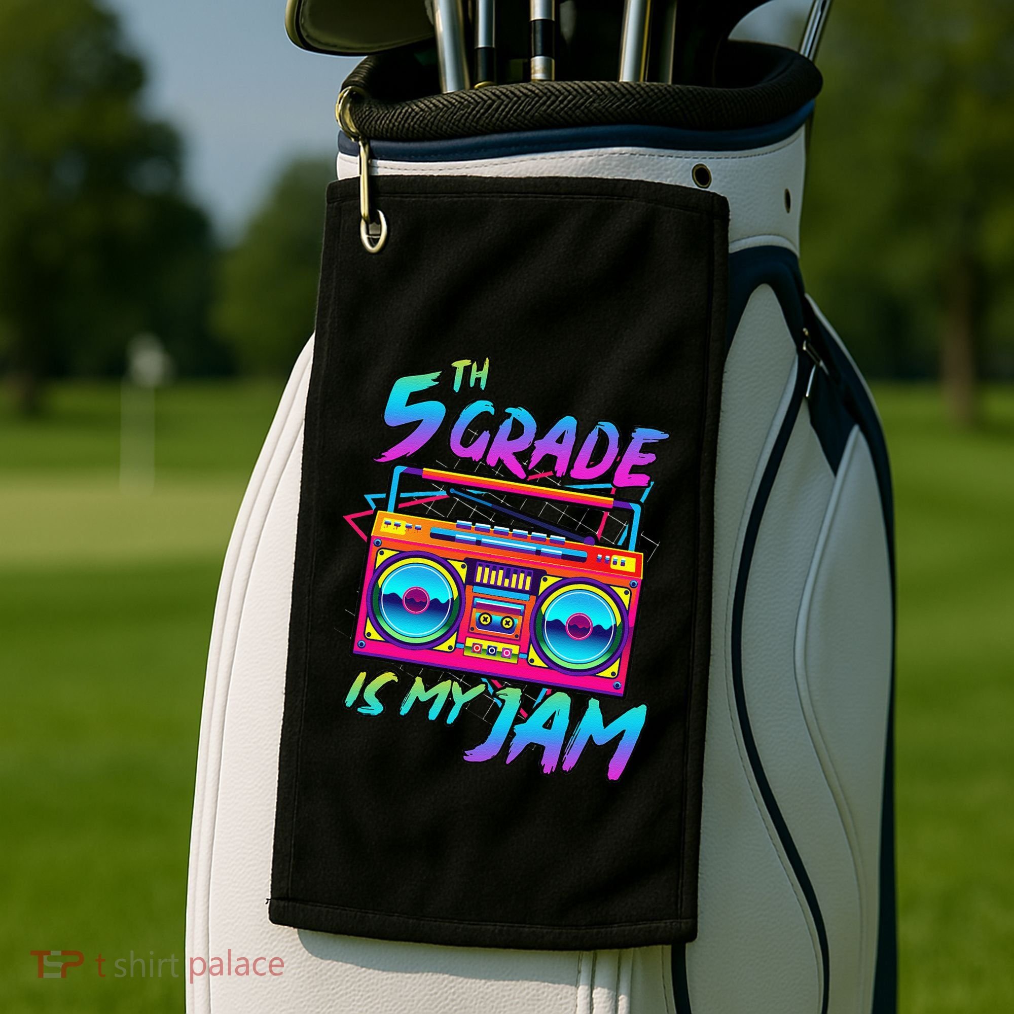 5th Grade Is My Jam First Day Of School Funny Retro Teacher Golf Towel