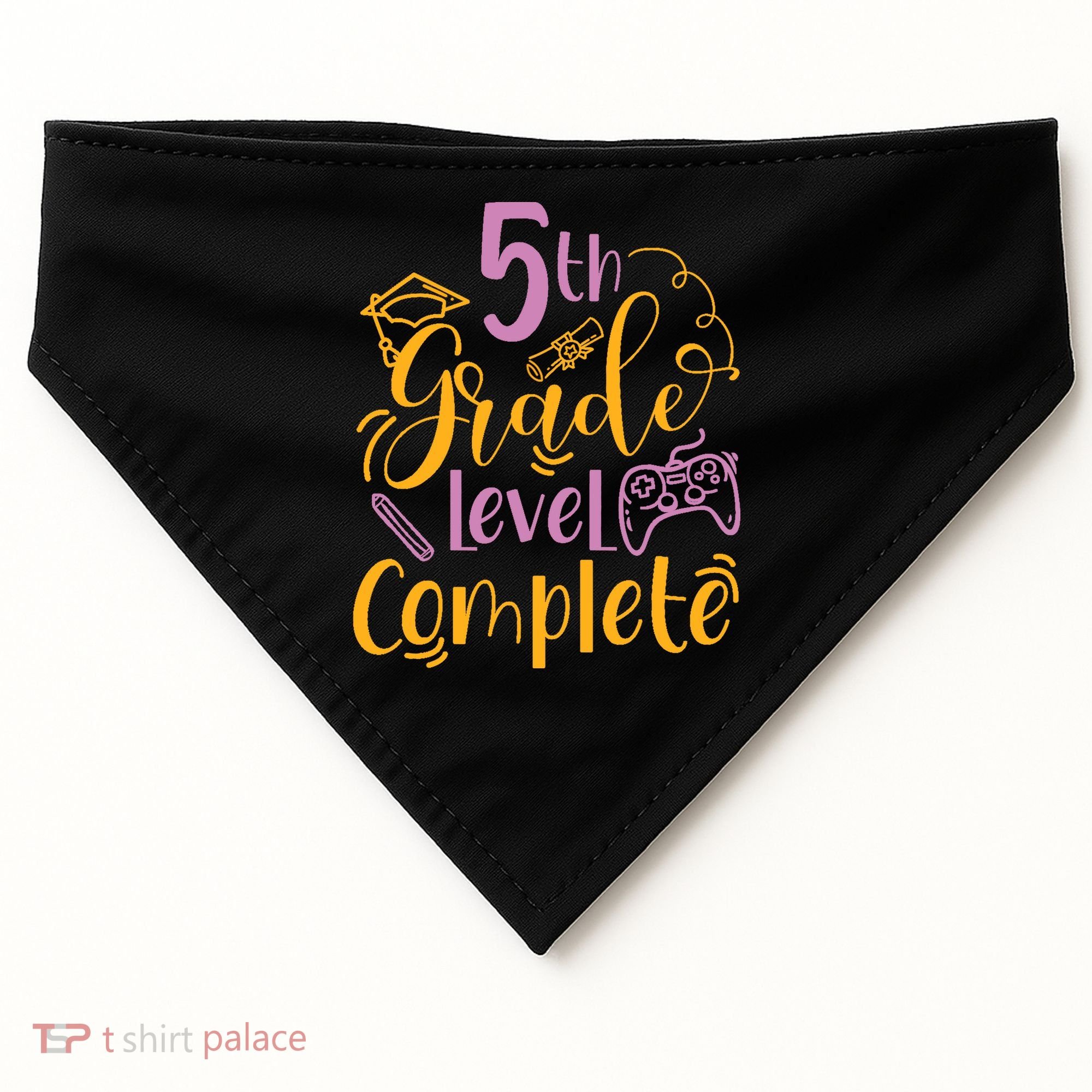 5th Grade Level Complete Fifth Grader School Graduation USA-Made Doggie Bandana