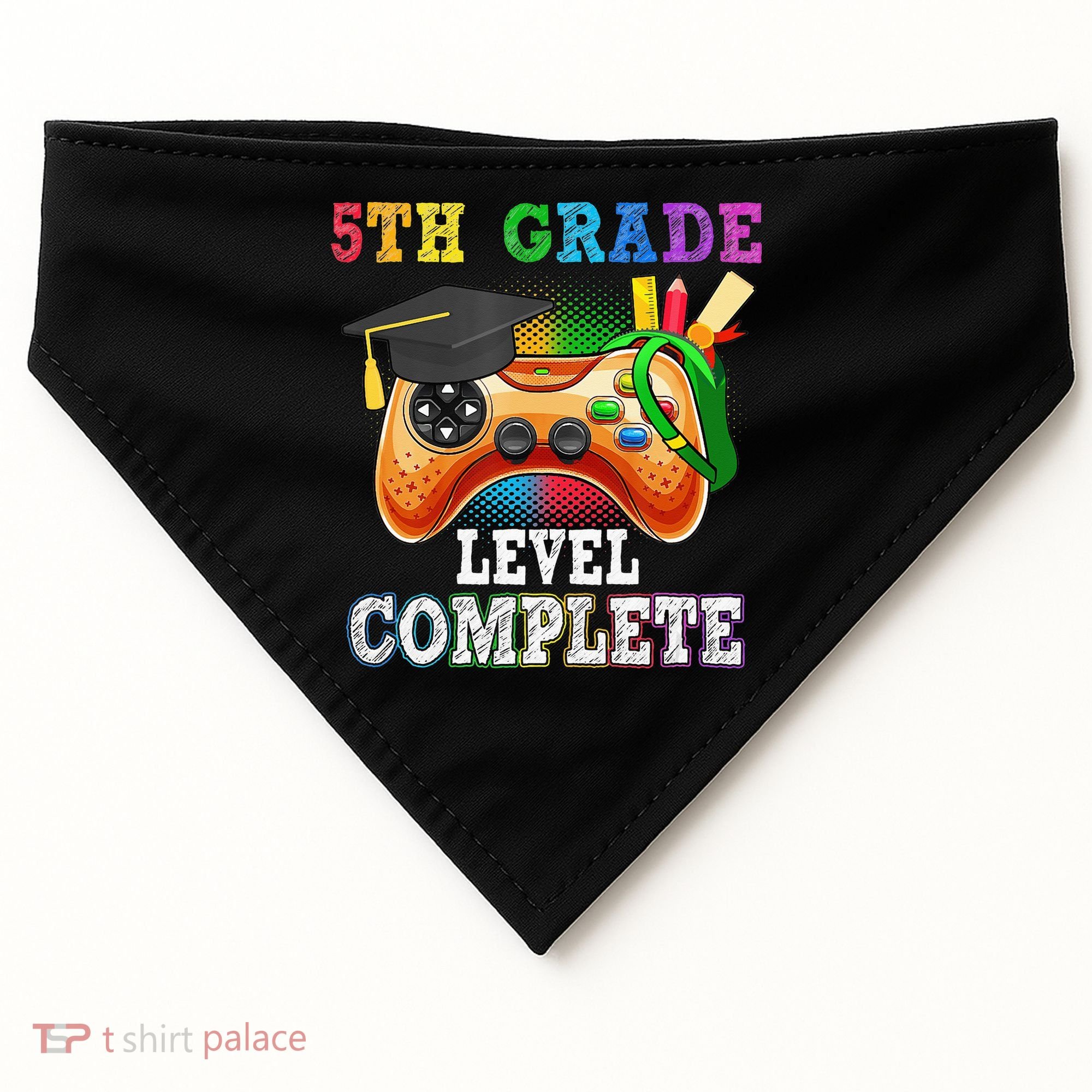 5Th Grade Level Complete Last Day Of School Graduation USA-Made Doggie Bandana