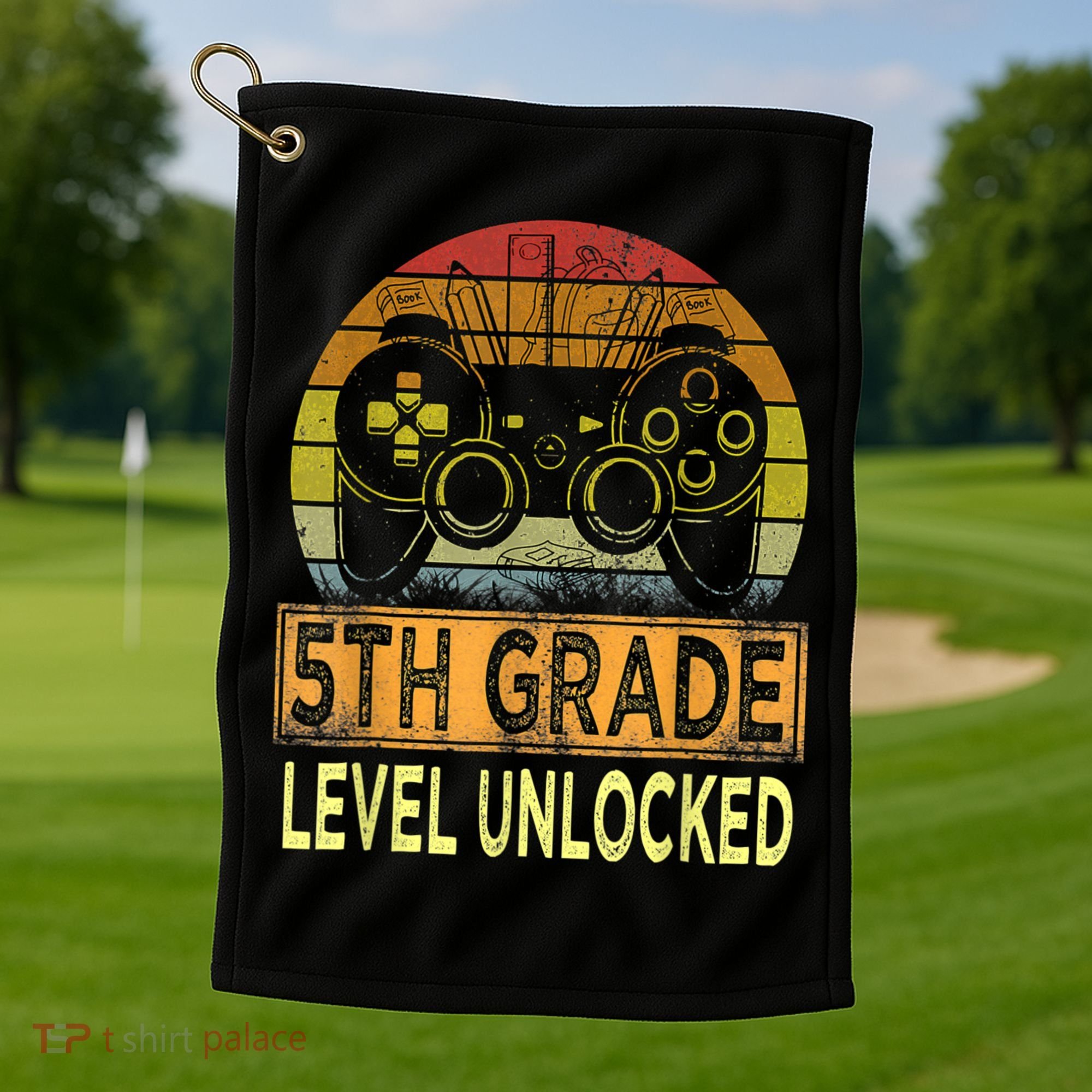 5th Grade Level Unlocked First Day Of School Video Gamer Golf Towel