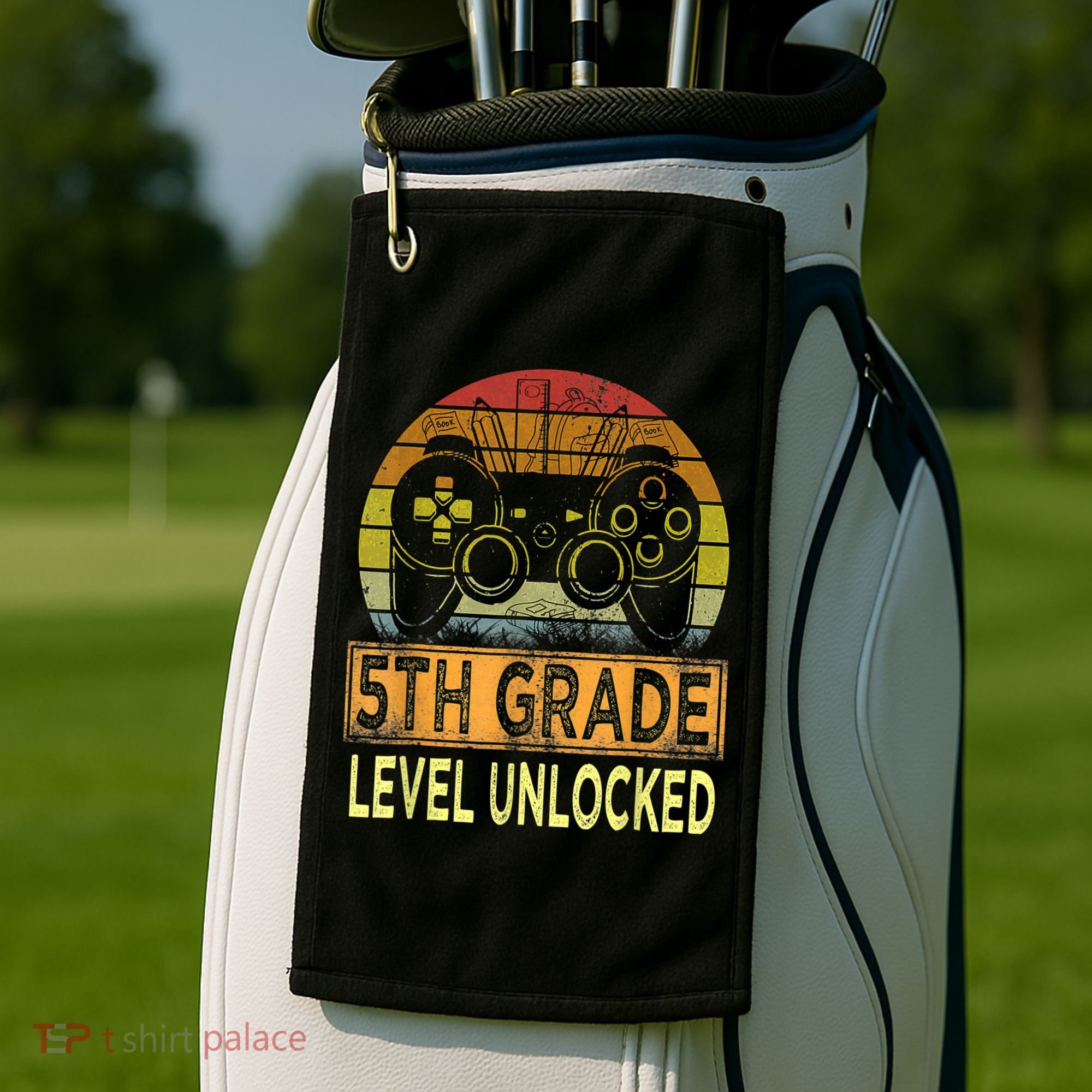 5th Grade Level Unlocked First Day Of School Video Gamer Golf Towel