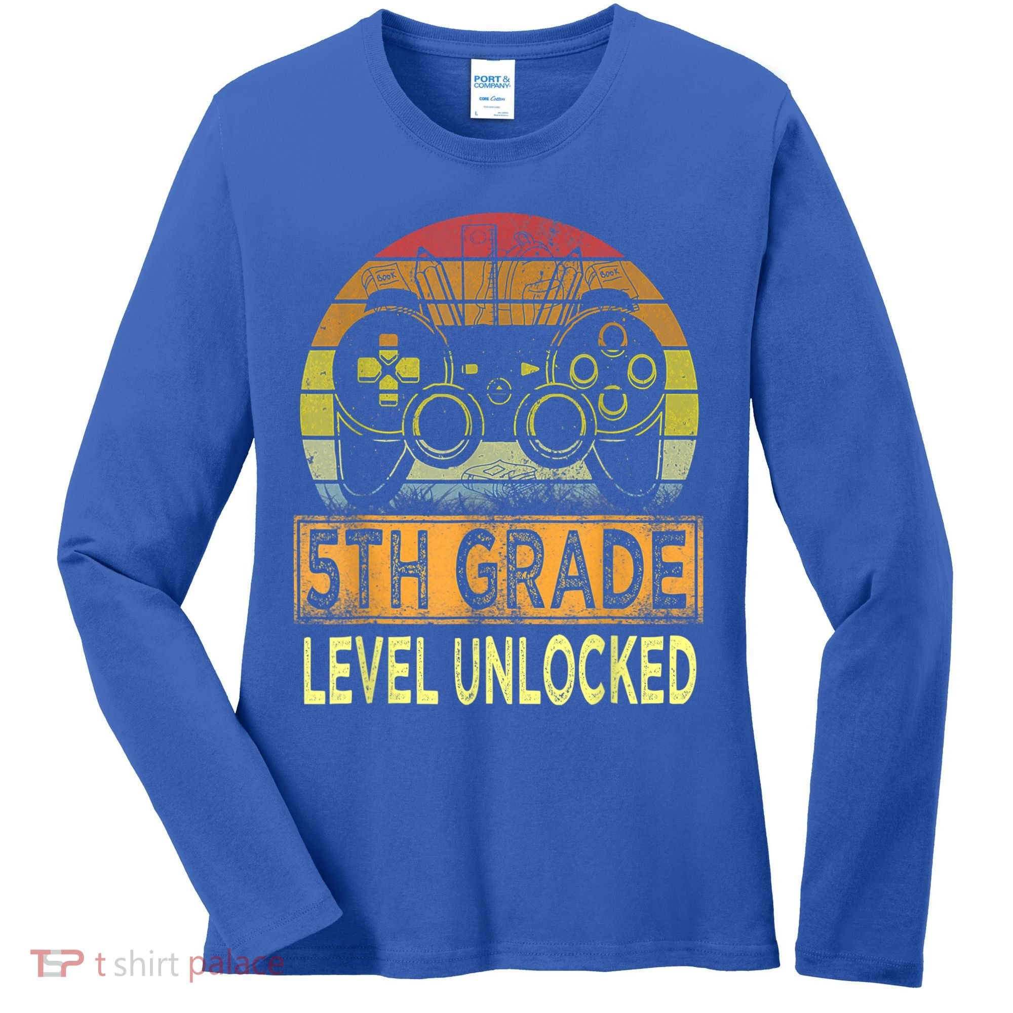 5th Grade Level Unlocked First Day Of School Video Gamer Women's Long Sleeve Shirt
