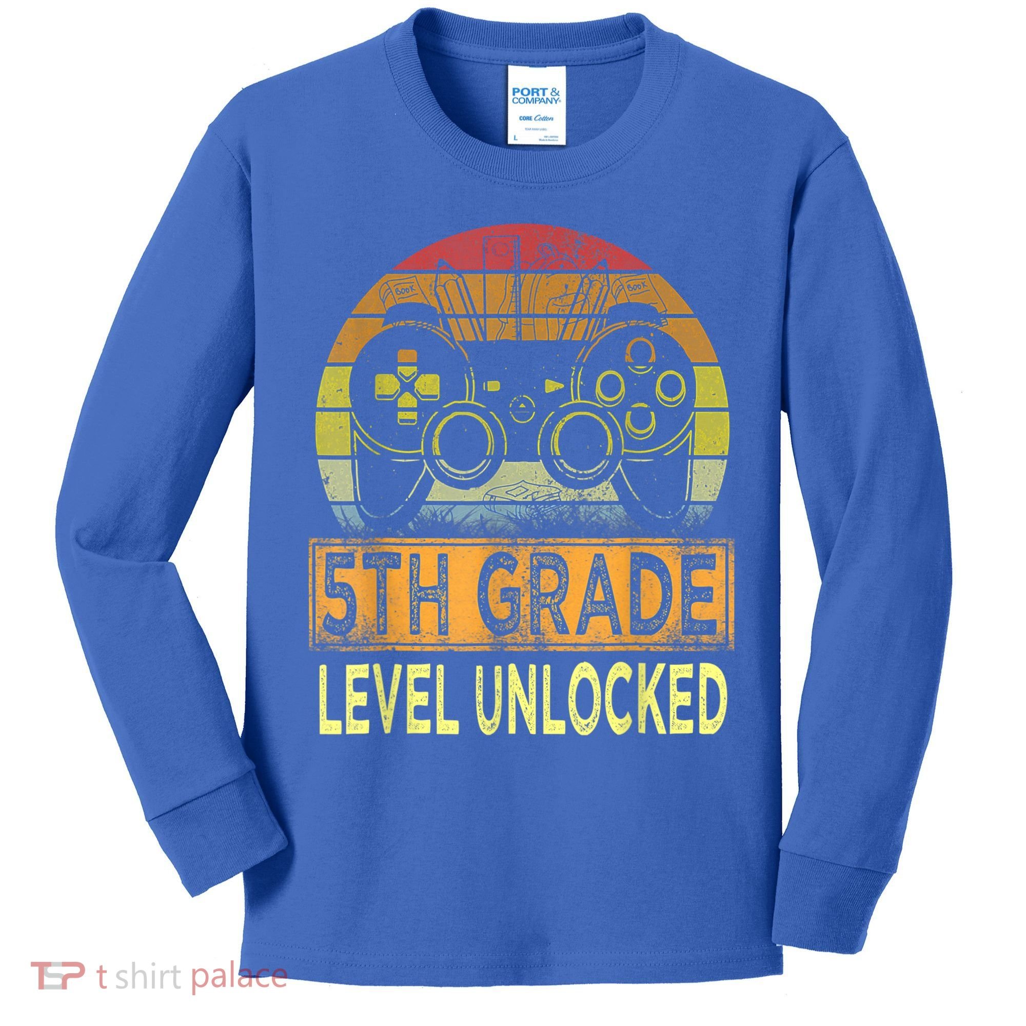5th Grade Level Unlocked First Day Of School Video Gamer Kids Long Sleeve Shirt