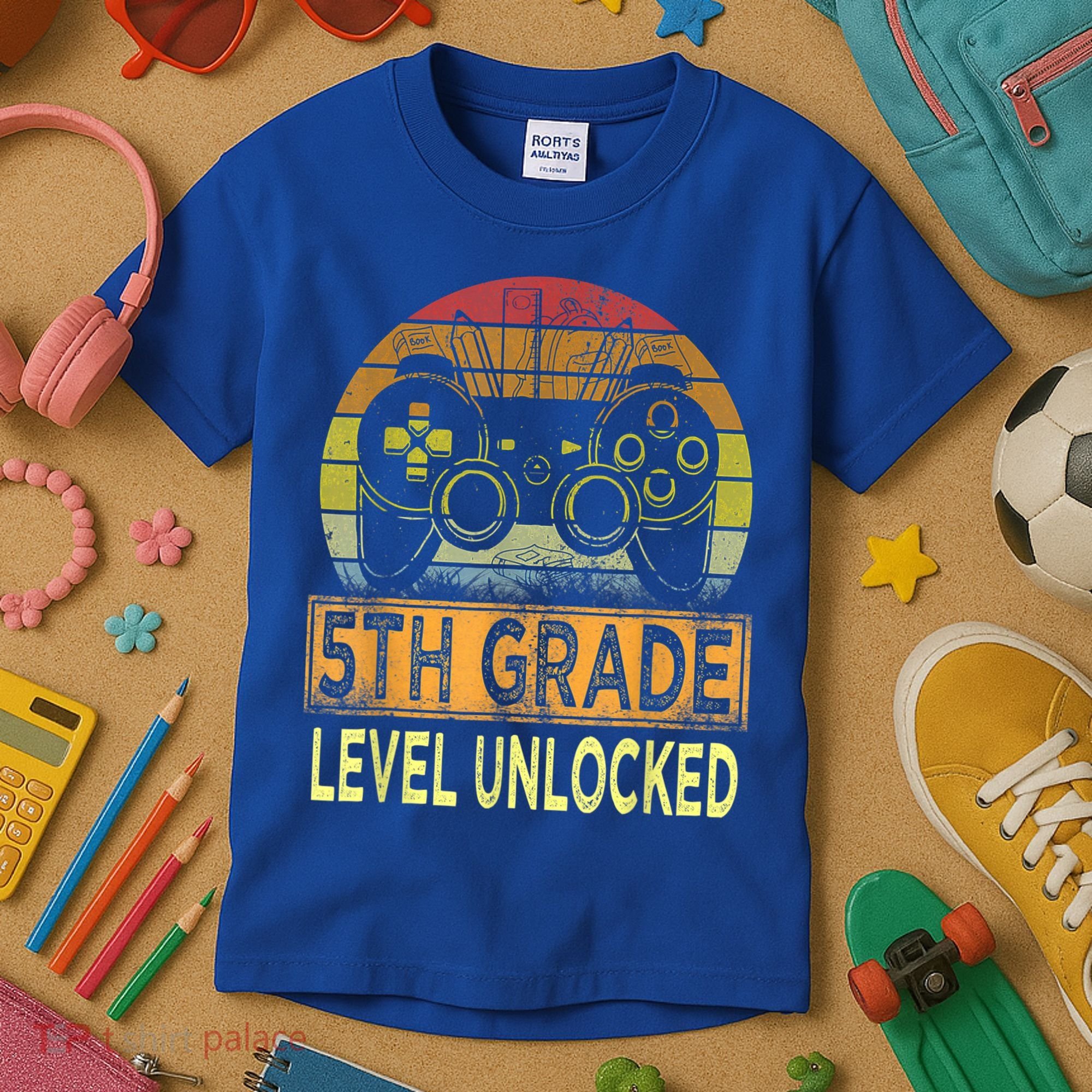 5th Grade Level Unlocked First Day Of School Video Gamer Kids T-Shirt