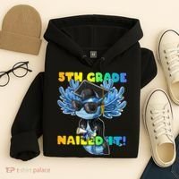 5th Grade Nailed It Axolotl Graduation Cap And Gown Hoodie thumb 4