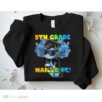 5th Grade Nailed It Axolotl Graduation Cap And Gown Sweatshirt thumb 2