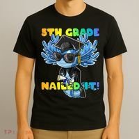 5th Grade Nailed It Axolotl Graduation Cap And Gown T-Shirt thumb 3