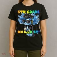 5th Grade Nailed It Axolotl Graduation Cap And Gown T-Shirt thumb 4