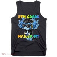 5th Grade Nailed It Axolotl Graduation Cap And Gown Tank Top thumb 0