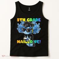 5th Grade Nailed It Axolotl Graduation Cap And Gown Tank Top thumb 2