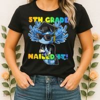 5th Grade Nailed It Axolotl Graduation Cap And Gown Women's T-Shirt thumb 2
