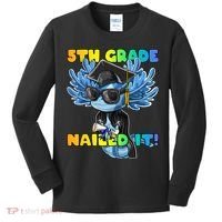 5th Grade Nailed It Axolotl Graduation Cap And Gown Kids Long Sleeve Shirt thumb 0