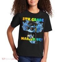 5th Grade Nailed It Axolotl Graduation Cap And Gown Kids T-Shirt thumb 2