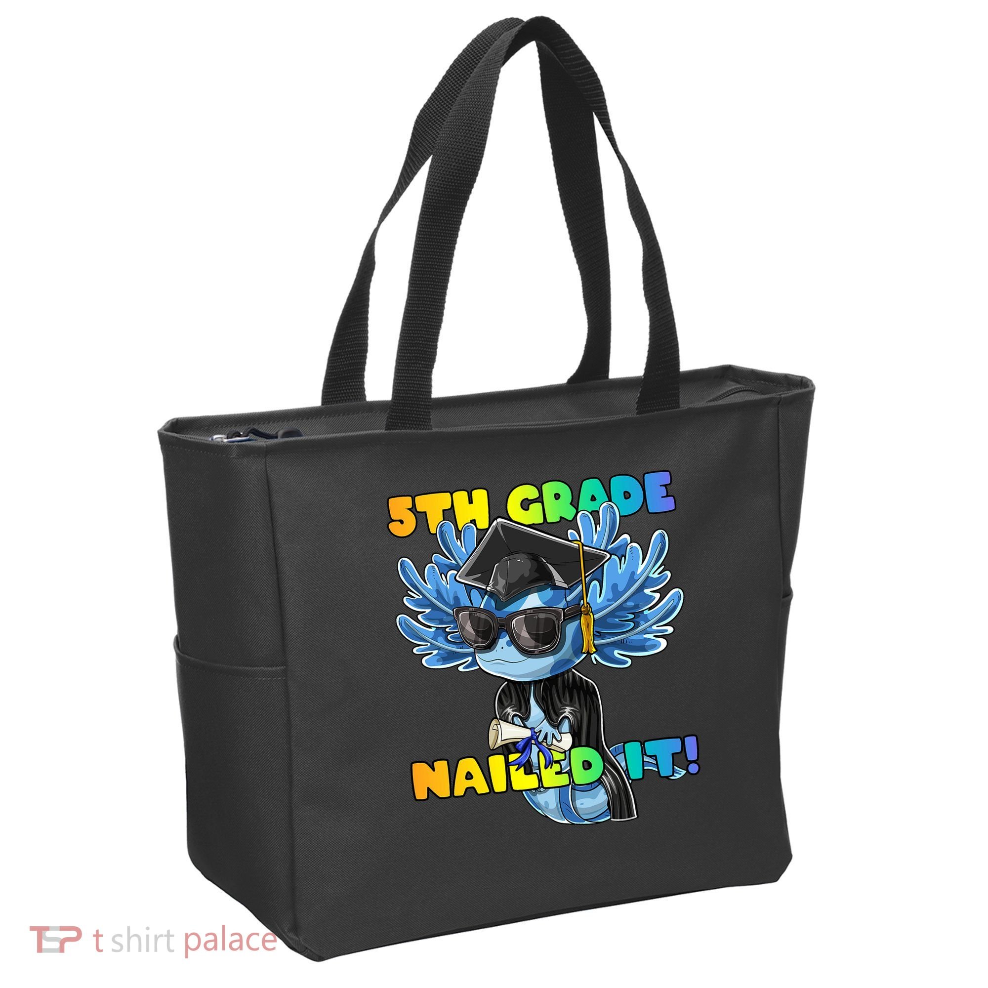 5th Grade Nailed It Axolotl Graduation Cap And Gown Tote Bag
