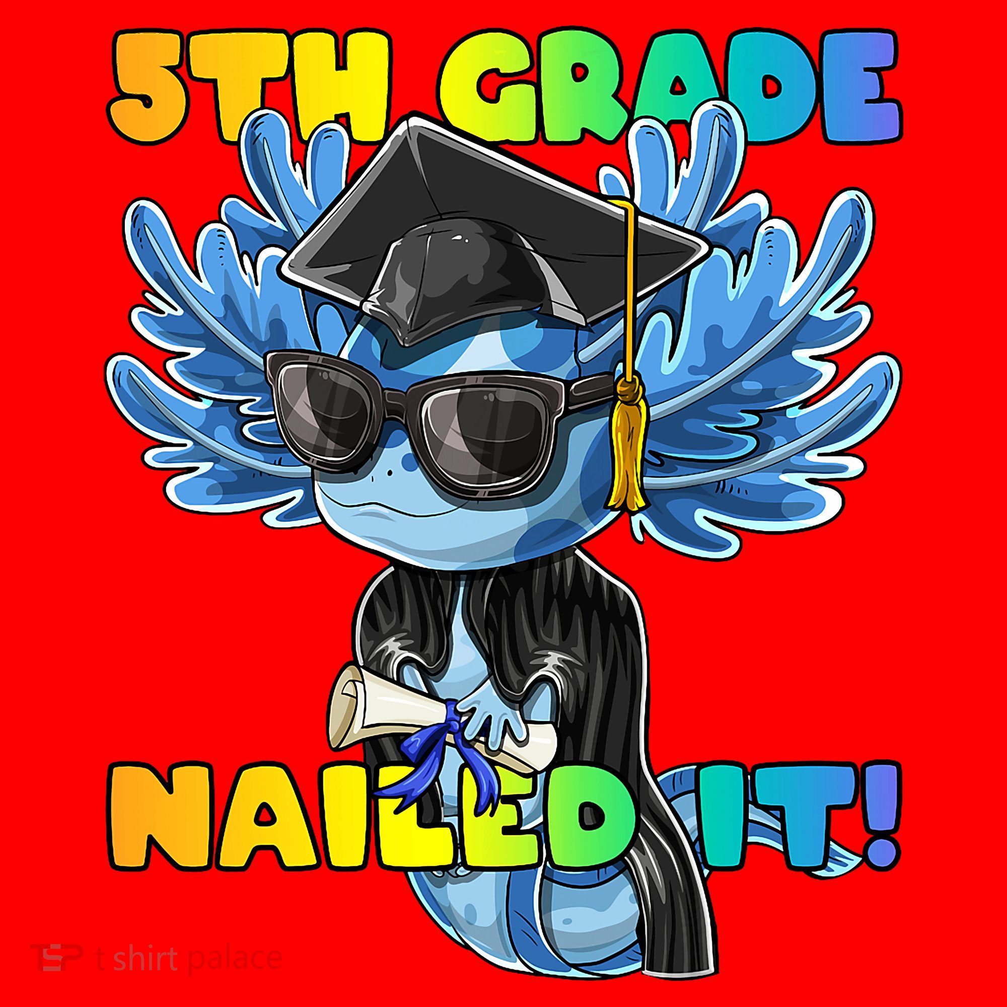 5th Grade Nailed It Axolotl Graduation Cap And Gown Santa Hat