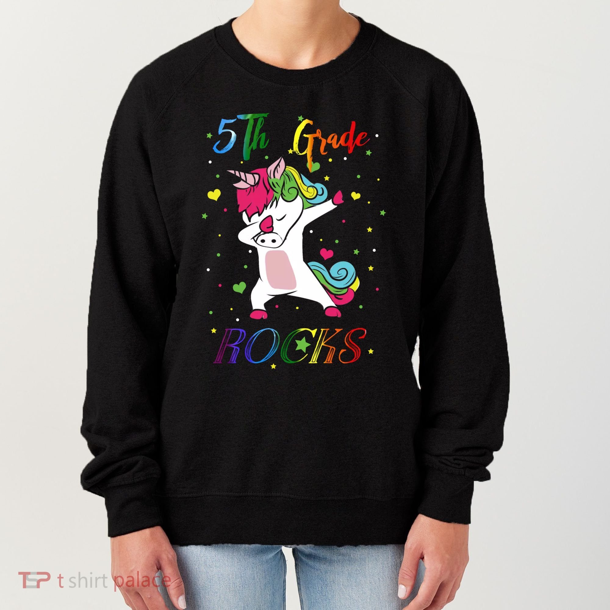5Th Grade Rocks Dabbing Unicorn Back To School Cute Gift Women's Sweatshirt