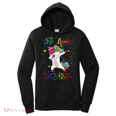 5Th Grade Rocks Dabbing Unicorn Back To School Cute Gift Women's Hoodie