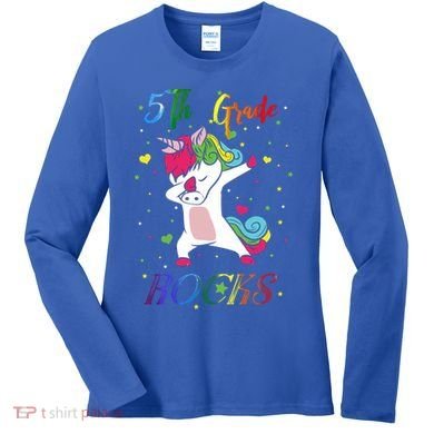 5Th Grade Rocks Dabbing Unicorn Back To School Cute Gift Women's Long Sleeve Shirt