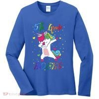 5Th Grade Rocks Dabbing Unicorn Back To School Cute Gift Women's Long Sleeve Shirt thumb 0
