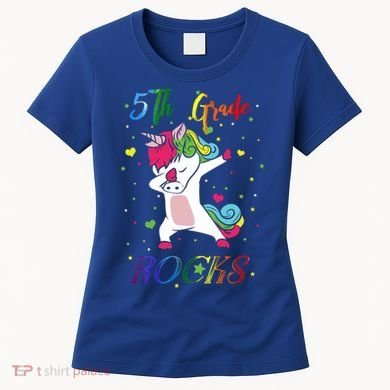 5Th Grade Rocks Dabbing Unicorn Back To School Cute Gift Women's T-Shirt