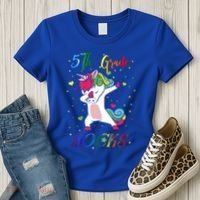 5Th Grade Rocks Dabbing Unicorn Back To School Cute Gift Women's T-Shirt thumb 3