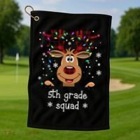 5th Grade Squad Reindeer Christmas Golf Towel thumb 1