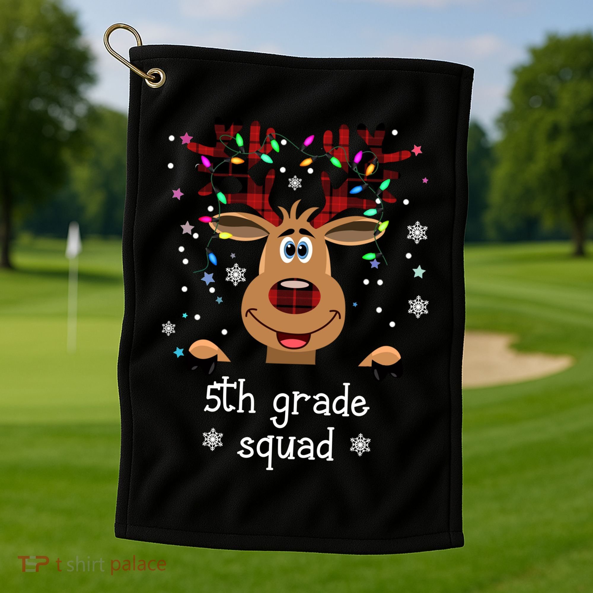 5th Grade Squad Reindeer Christmas Golf Towel