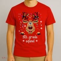5th Grade Squad Reindeer Christmas T-Shirt thumb 3