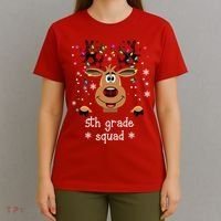 5th Grade Squad Reindeer Christmas T-Shirt thumb 4