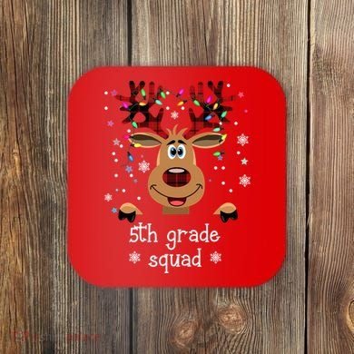 5th Grade Squad Reindeer Christmas Coaster