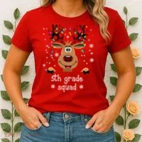 5th Grade Squad Reindeer Christmas Women's T-Shirt thumb 2