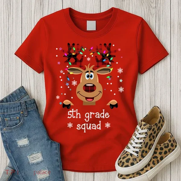 5th Grade Squad Reindeer Christmas Women's T-Shirt