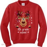 5th Grade Squad Reindeer Christmas Kids Sweatshirt thumb 0